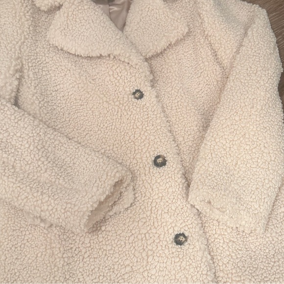 J. Crew Teddy Sherpa Jacket Ivory Button Up Faux Fur Coat size small - Picture 7 of 10